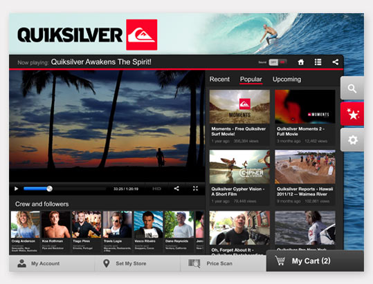 Quiksilver iPad App Video Player